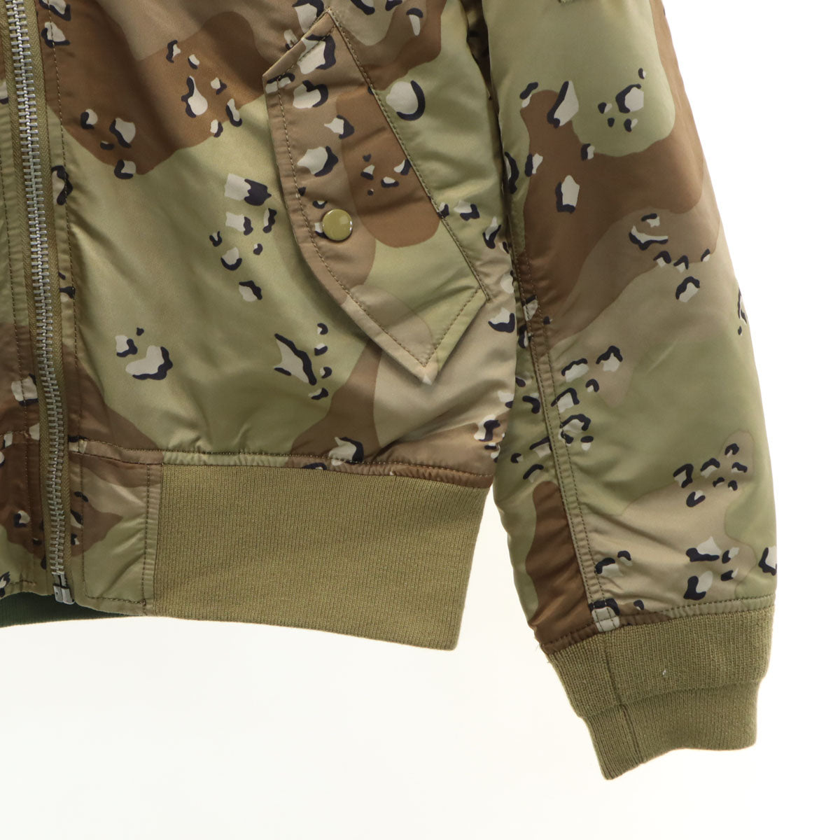 美品 ALPHA アルファ チョコチップカモ リバーシブル MA-1 フライトジャケット L オリーブ系 スリムフィット メンズ