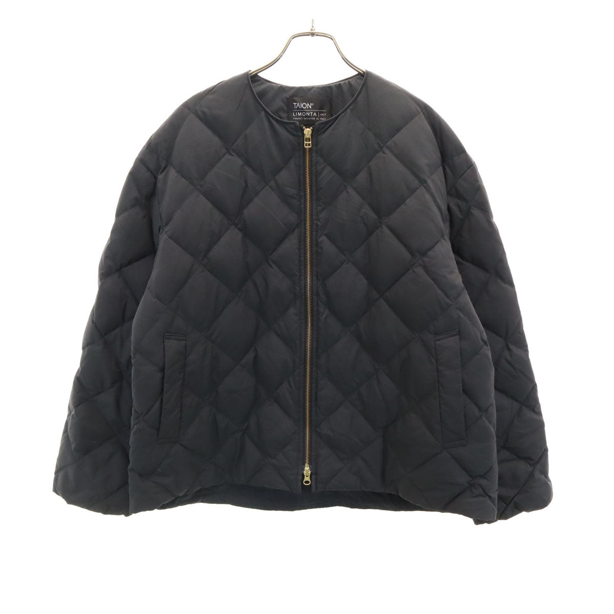 TAION タイオン UNFILO アンフィーロ コラボ ノーカラー キルティング ダウンジャケット ブラック レディース