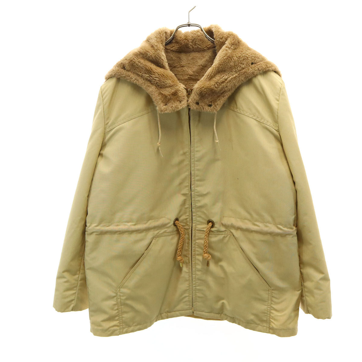 70s ヴィンテージ ミリタリージャケット ベージュ系 裏ボア IDEALジップ メンズ