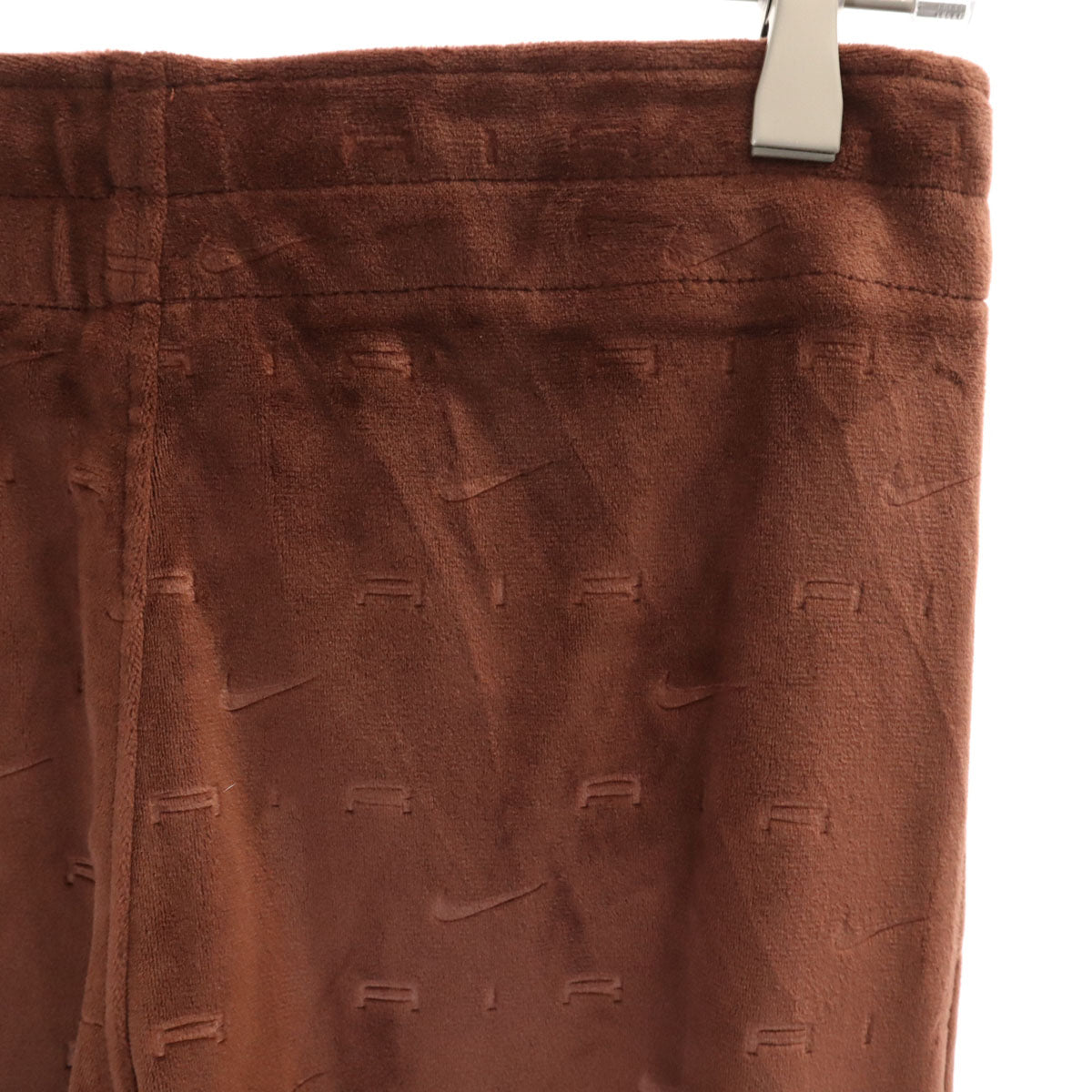 NIKE ナイキ 総ロゴ 長袖 ベロア ハーフジップ カットソー 上下 セットアップ L ブラウン レディース