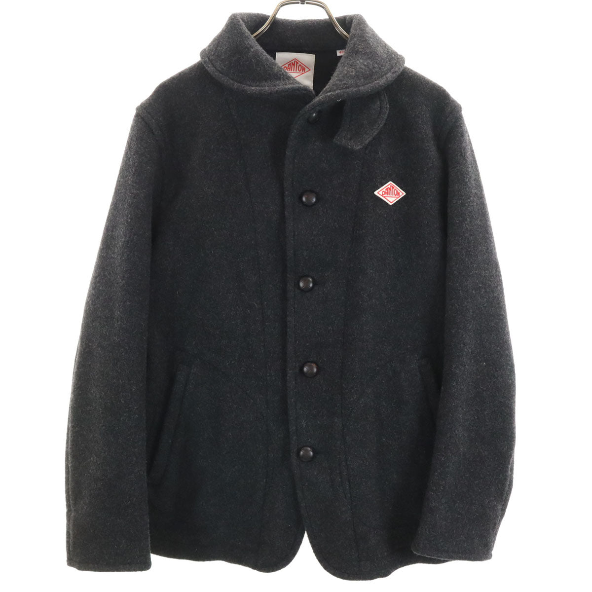美品 Danton ダントン 日本製 丸襟 ウールモッサ ジャケット 42 チャコールグレー メンズ