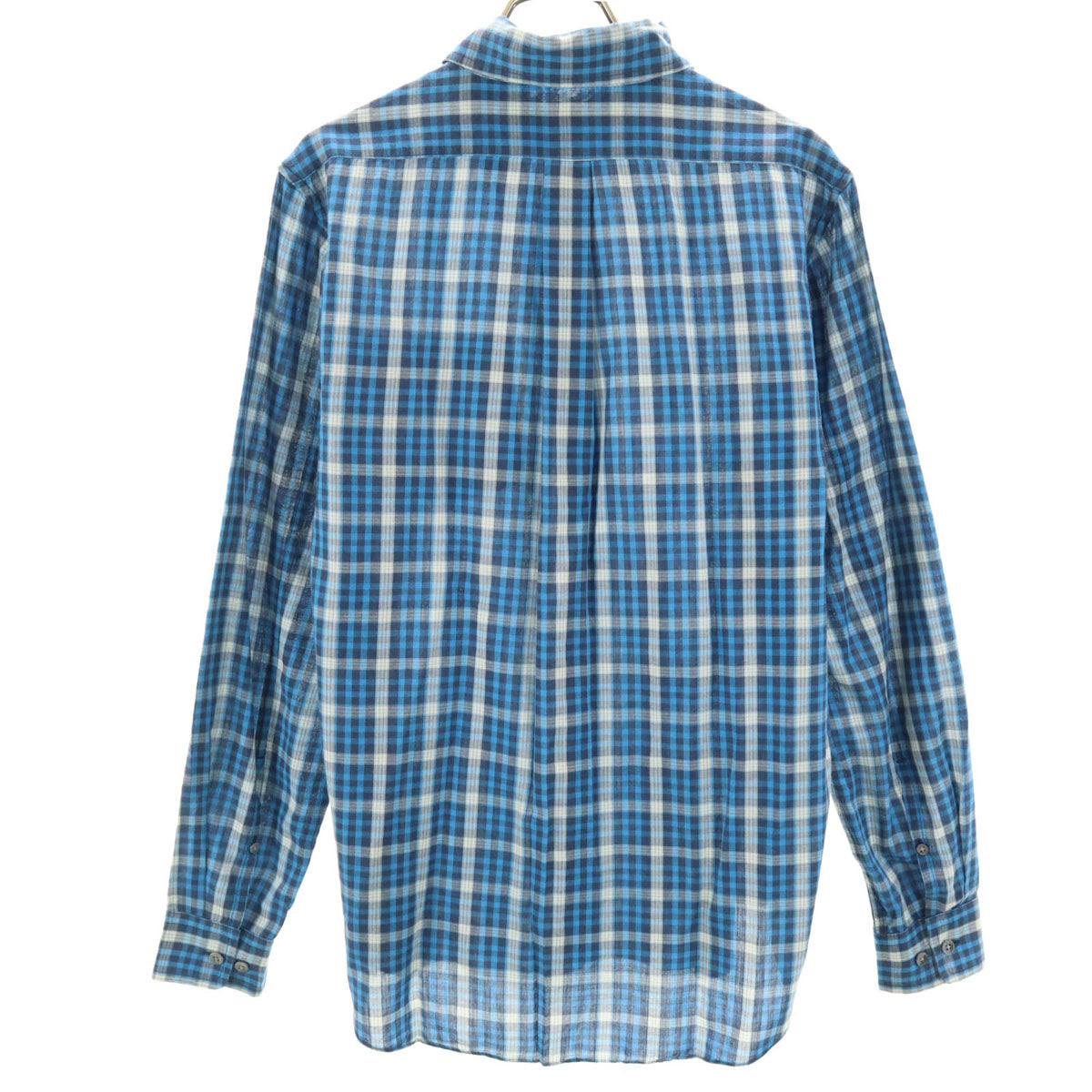 MARC BY MARC JACOBS マークバイマークジェイコブス チェック柄 長袖 SHRUNKEN FIT シャツ S ブルー ロールアップ袖 レディース