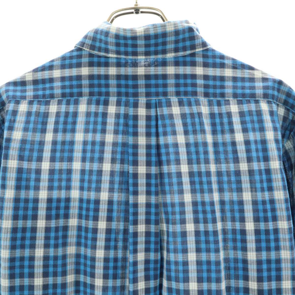 MARC BY MARC JACOBS マークバイマークジェイコブス チェック柄 長袖 SHRUNKEN FIT シャツ S ブルー ロールアップ袖 レディース