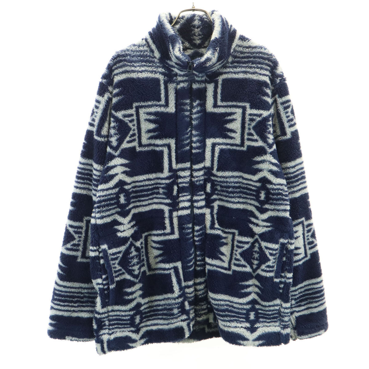 snowpeak スノーピーク 総柄 フリースジャケット L ネイビー アウトドア メンズ