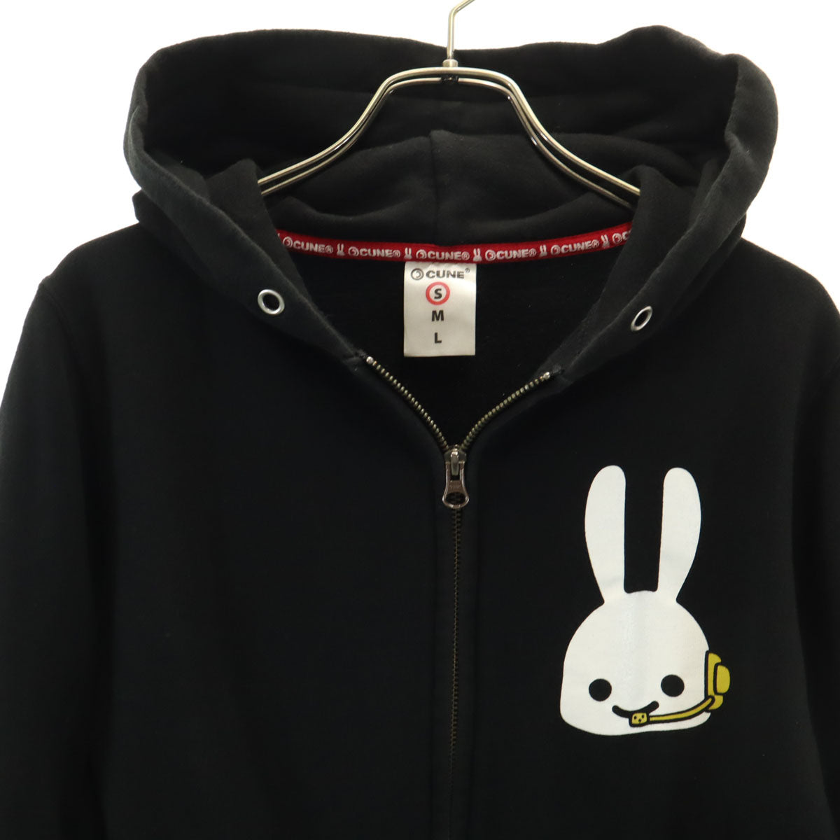 CUNE キューン バックプリント 長袖 スウェット ジップパーカー S ブラック レディース