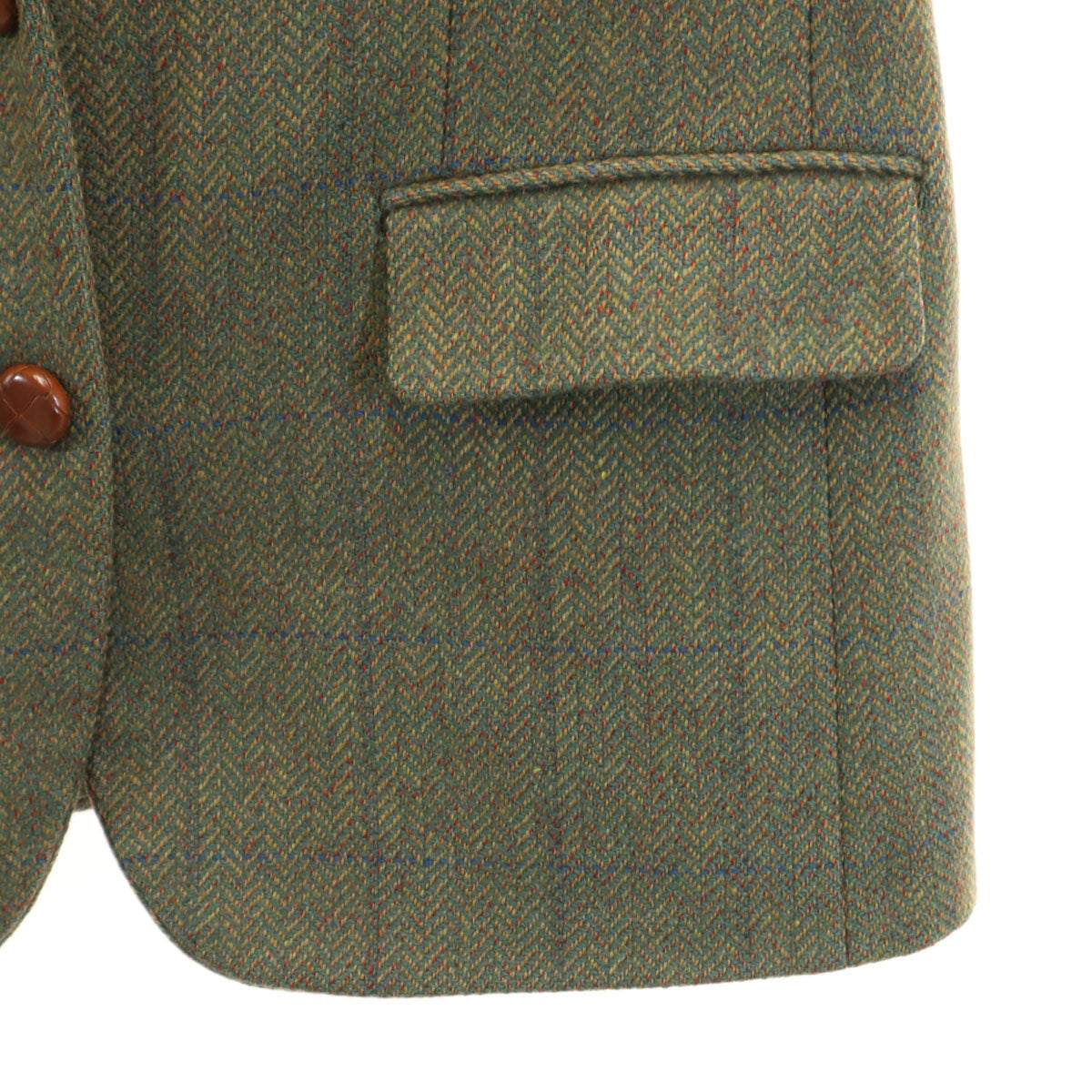 Burberrys バーバリーズ 90s オールド ヘリンボーン ツイード テーラードジャケット 13 オリーブ系 レディース
