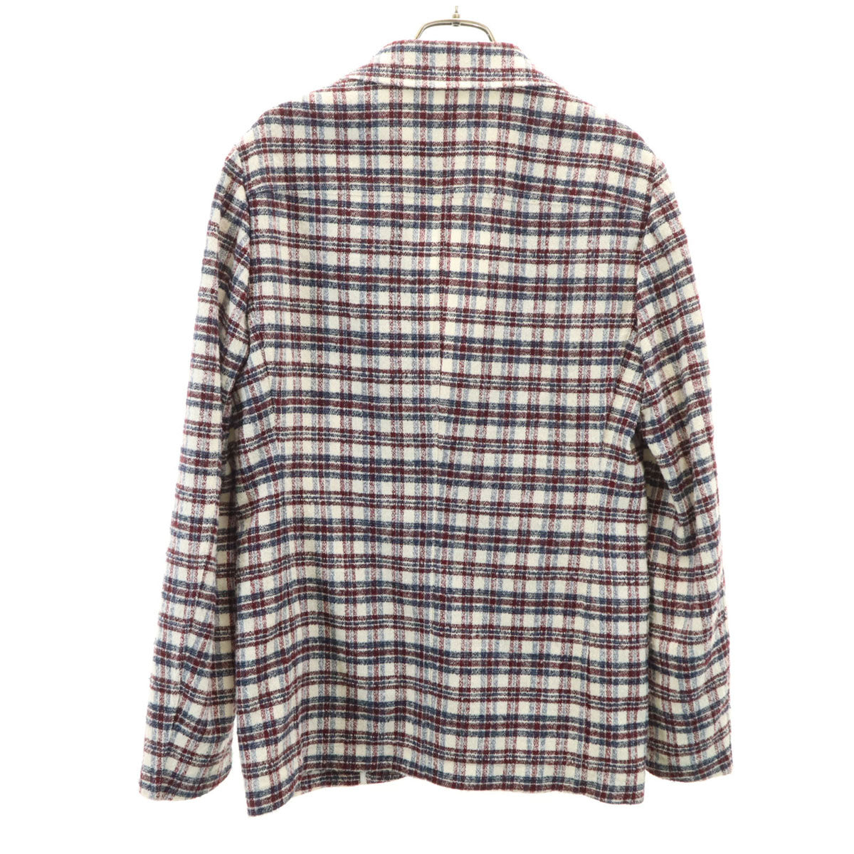 美品 T-JACKET ティージャケット チェック柄 スリムフィット テーラードジャケット XS ホワイト アンコン メンズ