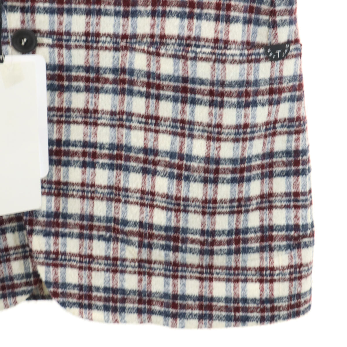 美品 T-JACKET ティージャケット チェック柄 スリムフィット テーラードジャケット XS ホワイト アンコン メンズ