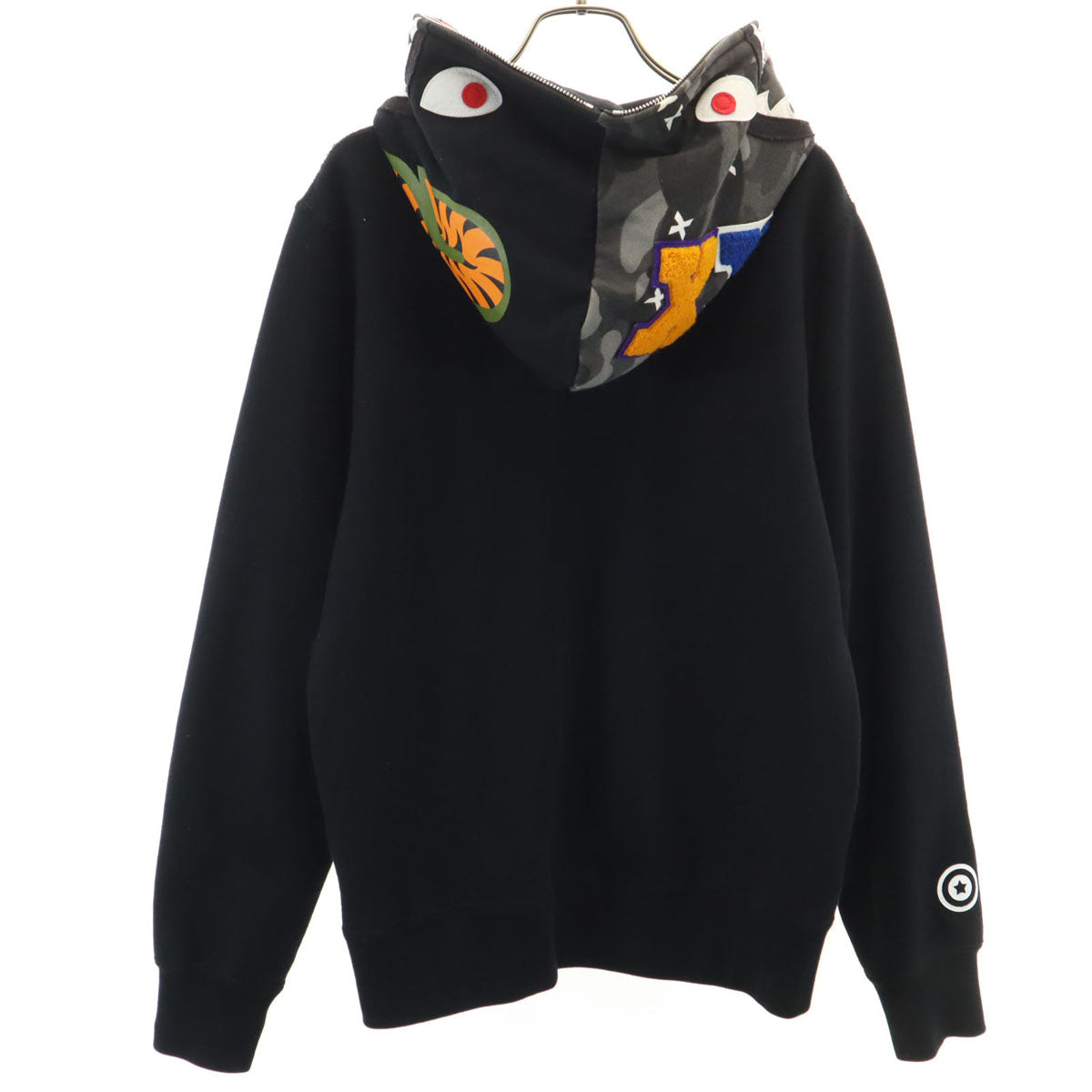 A BATHING APE アベイシングエイプ 日本製 シャーク 長袖 スウェット ジップパーカー M ブラック メンズ