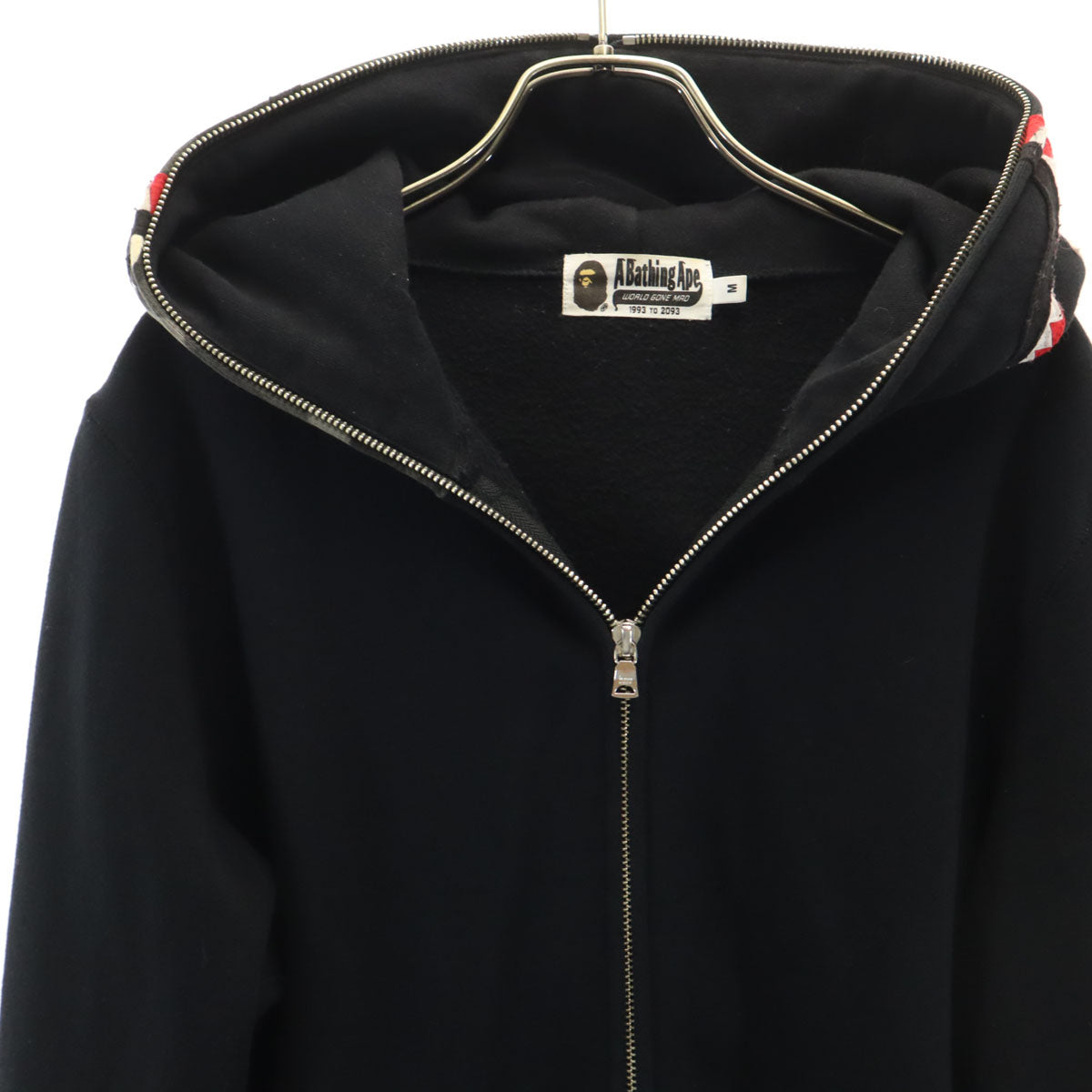 A BATHING APE アベイシングエイプ 日本製 シャーク 長袖 スウェット ジップパーカー M ブラック メンズ