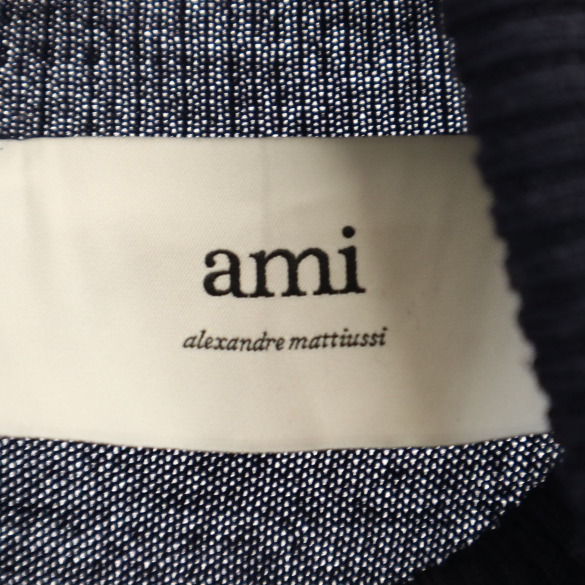 ami アミ ポルトガル製 長袖 タートルネック セーター L ネイビー ニット メンズ