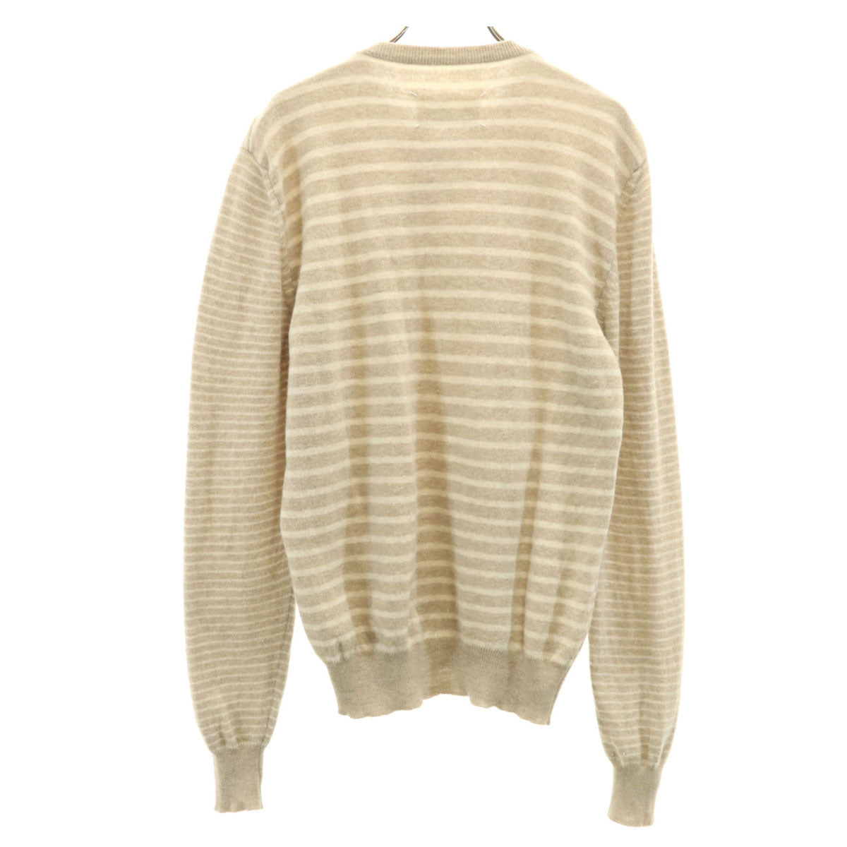 MARTIN MARGIELA マルタンマルジェラ 10 ボーダー柄 長袖 Vネック セーター L ベージュ ニット メンズ