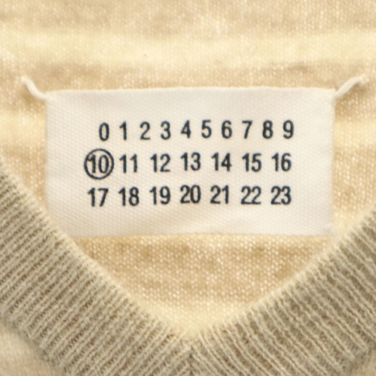 MARTIN MARGIELA マルタンマルジェラ 10 ボーダー柄 長袖 Vネック セーター L ベージュ ニット メンズ