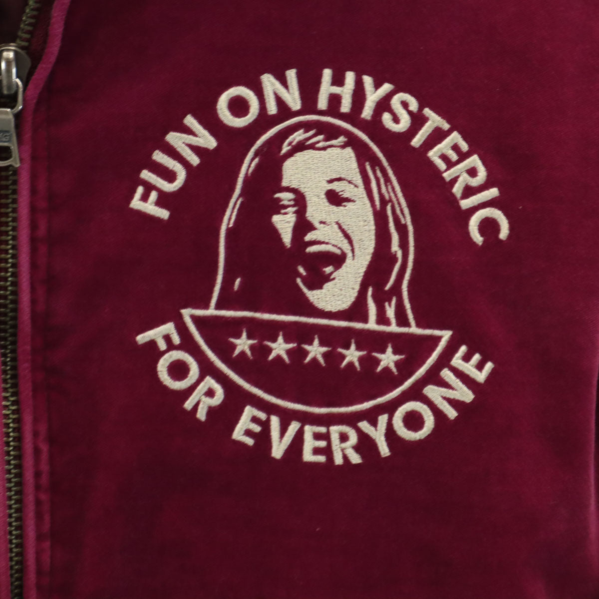 HYSTERIC GLAMOUR ヒステリックグラマー 日本製 バック刺繍 ベロア ジャケット FREE マゼンタ系 中綿 レディース