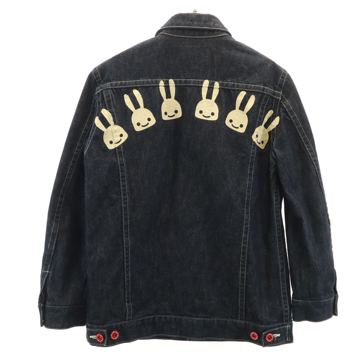 CUNE キューン 日本製 バックプリント うさぎ デニムジャケット S インディゴ ジージャン トラッカー メンズ