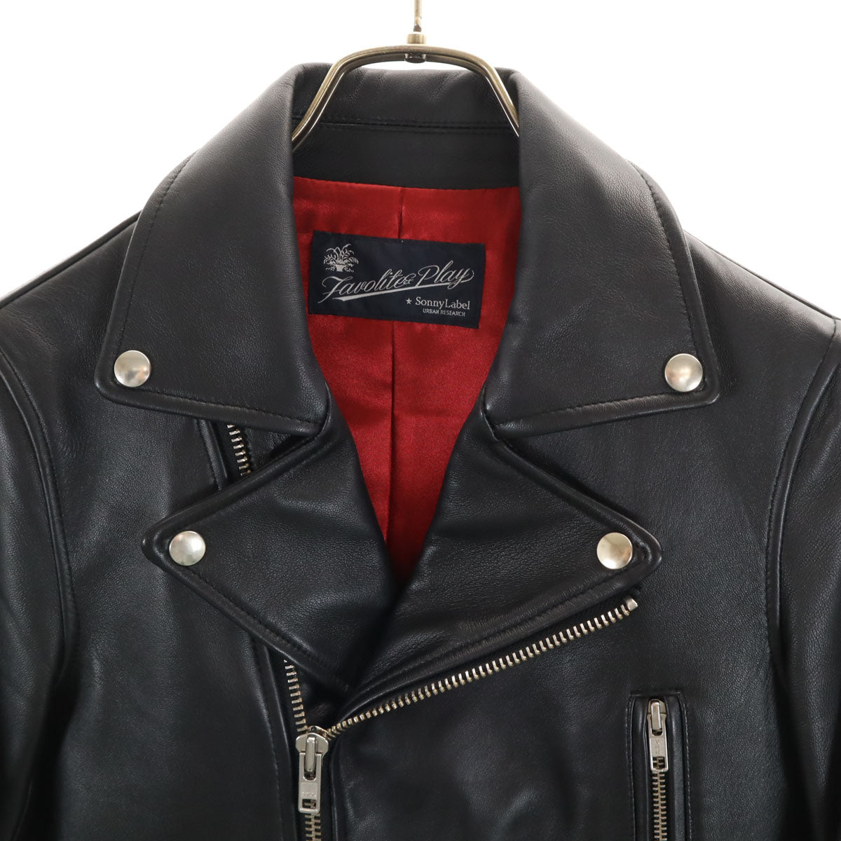 URBAN RESEARCH SONNY LABEL アーバンリサーチ サニーレーベル 羊革レザー ダブルライダースジャケット 38 ブラック レディース