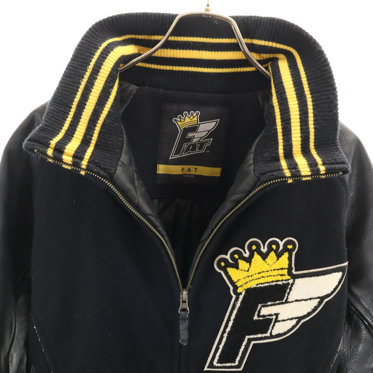 FAT エフエイティー アームレザー切替 スタジャン FAT ブラック メンズ