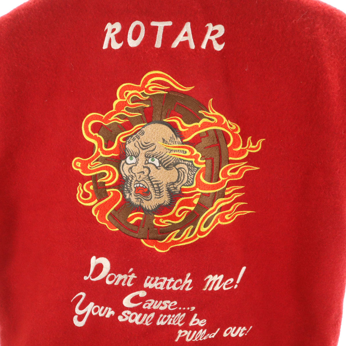 ROTAR ローター 日本製 ウールブレンド バッグ 輪入道 刺繍 ウールジャケット L レッド メンズ