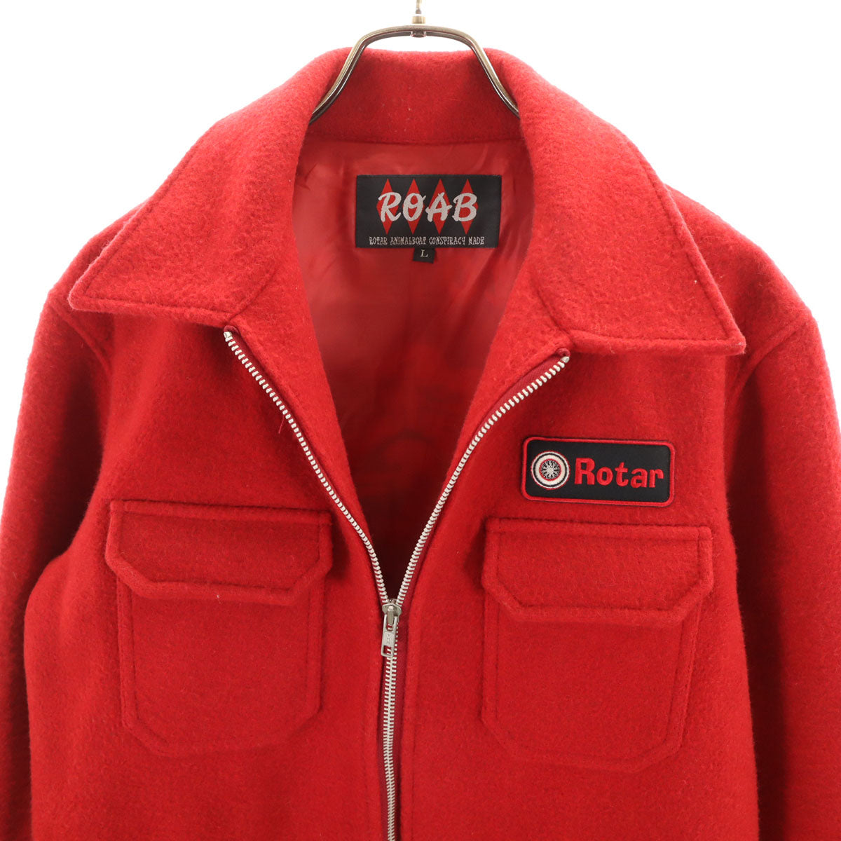 ROTAR ローター 日本製 ウールブレンド バッグ 輪入道 刺繍 ウールジャケット L レッド メンズ