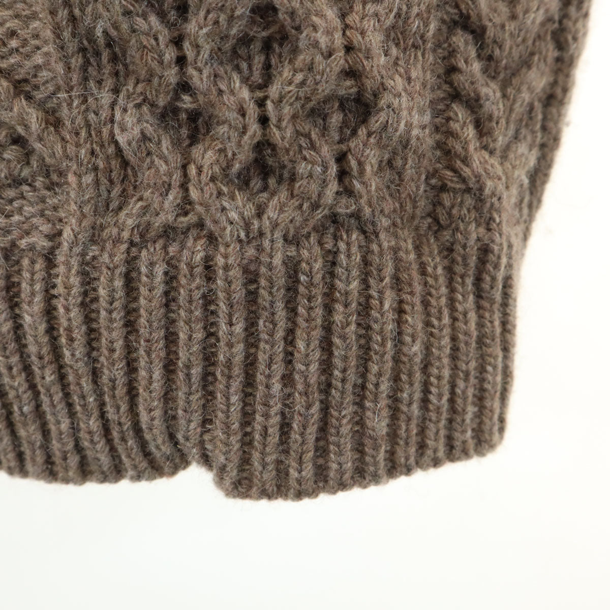 PORTOM オオカミとフクロウ ウールブレンド ケーブル編み 長袖 カーディガン ブラウン レディース