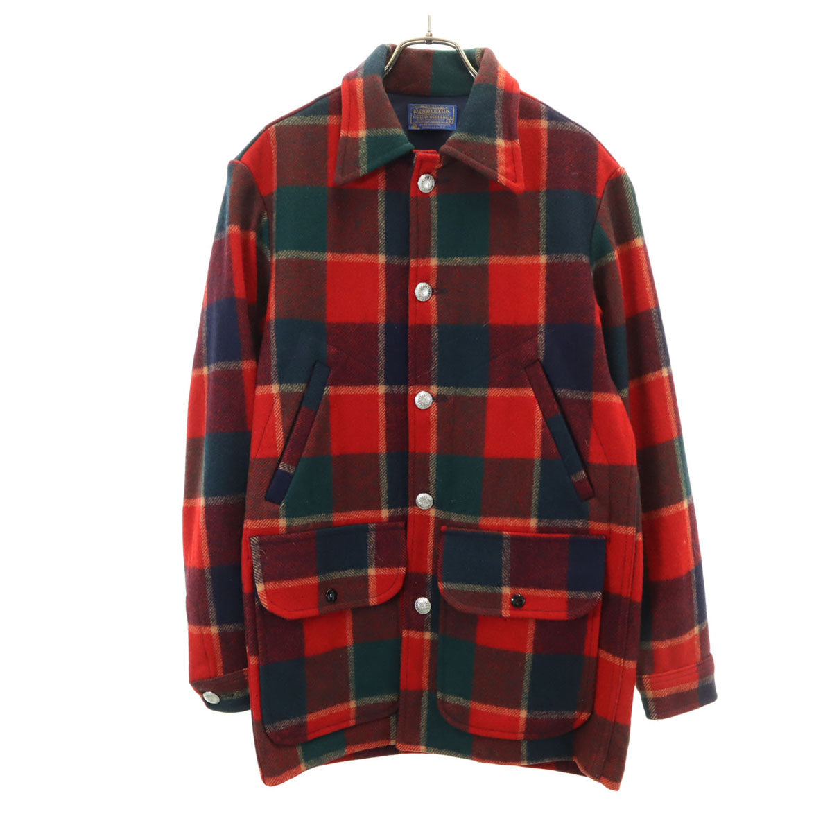 PENDLETON ペンドルトン 70s USA製 ヴィンテージ チェック柄 ウールジャケット S レッド系 メンズ
