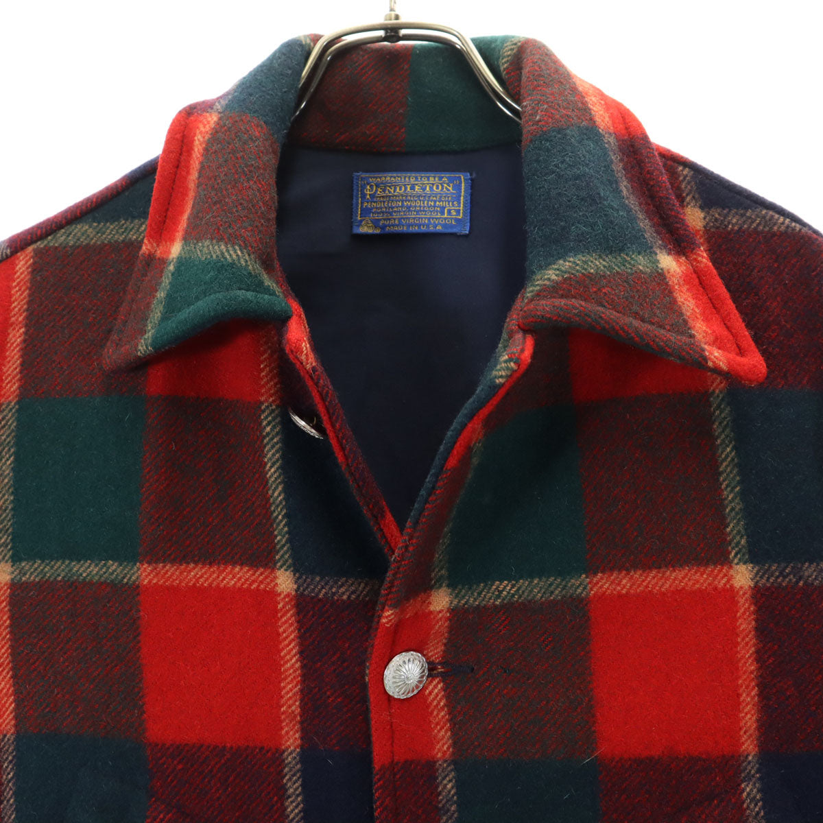 PENDLETON ペンドルトン 70s USA製 ヴィンテージ チェック柄 ウールジャケット S レッド系 メンズ