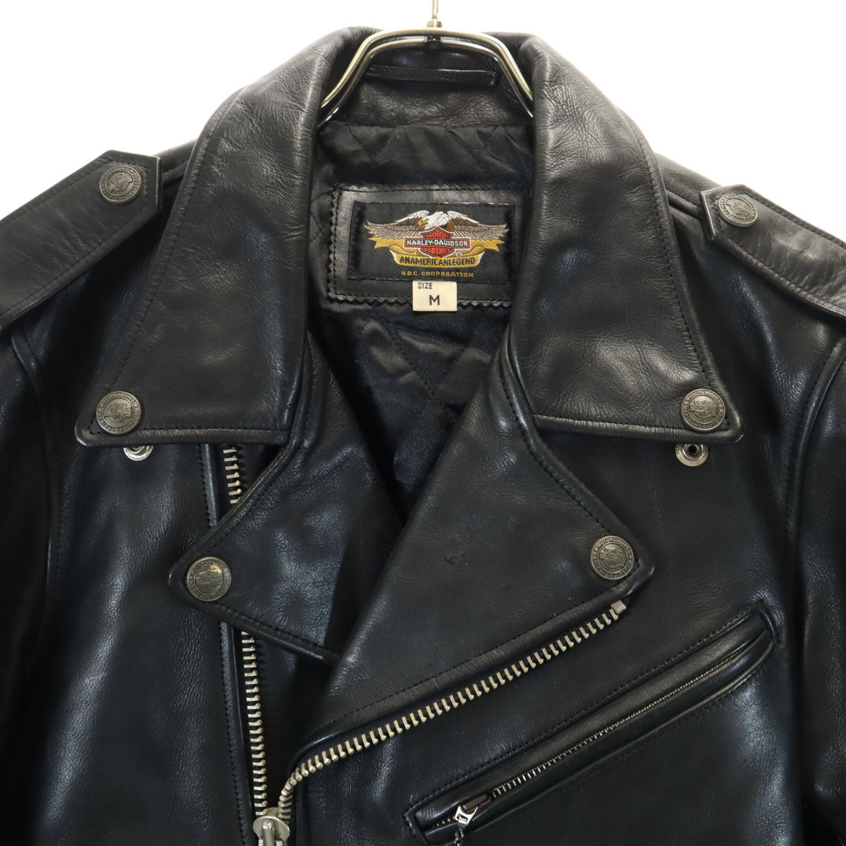 HARLEY DAVIDSON ハーレーダビッドソン 90s オールド レザー ダブルライダースジャケット M ブラック メンズ