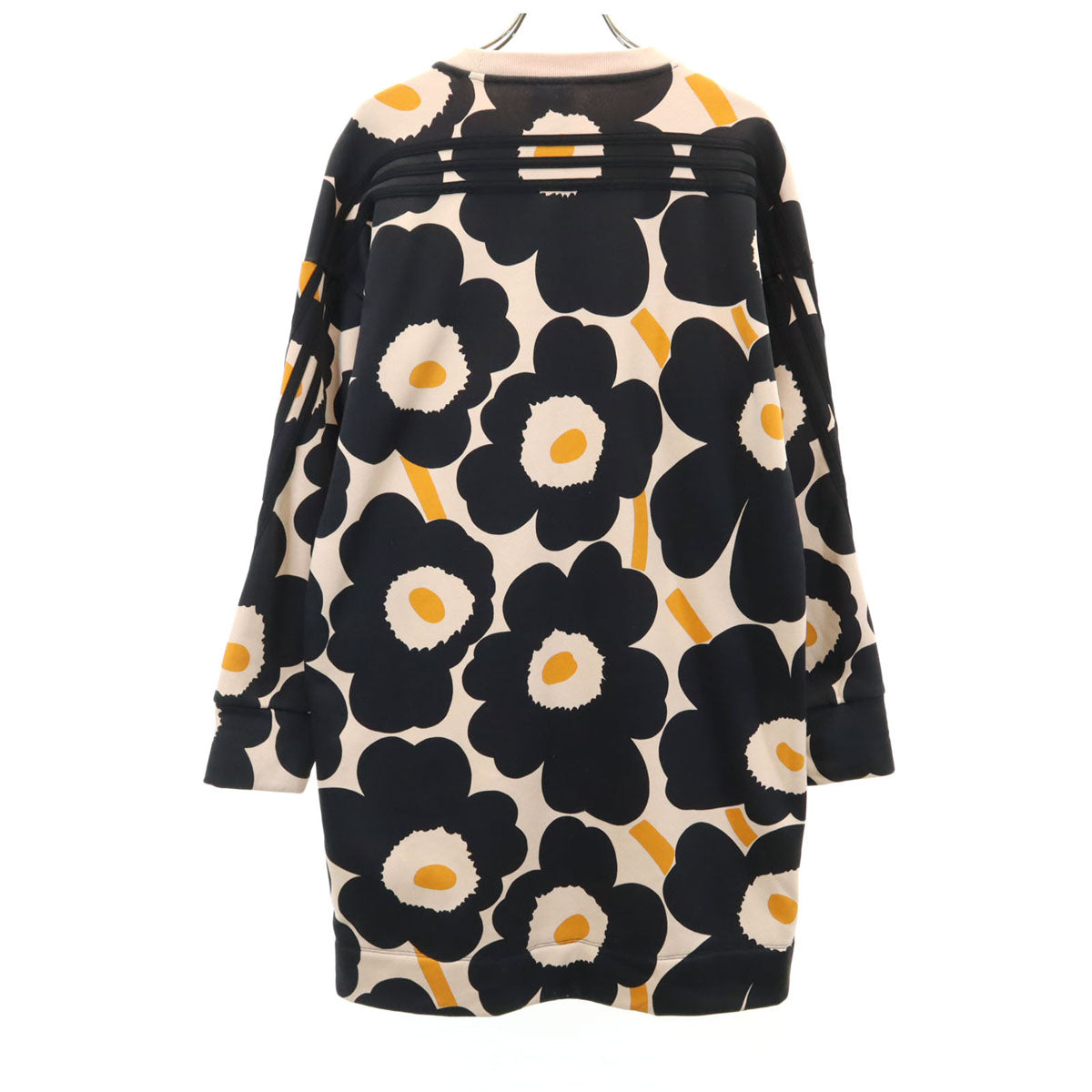 adidas アディダス marimekko マリメッコ コラボ 花柄 長袖 スウェット ワンピース M ペールオレンジ レディース