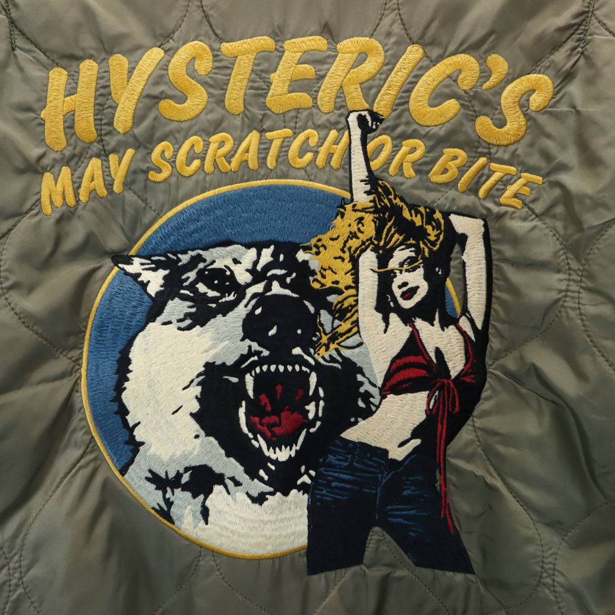 HYSTERIC GLAMOUR ヒステリックグラマー 日本製 ワッペン キルティング ブルゾン M カーキ系 メンズ