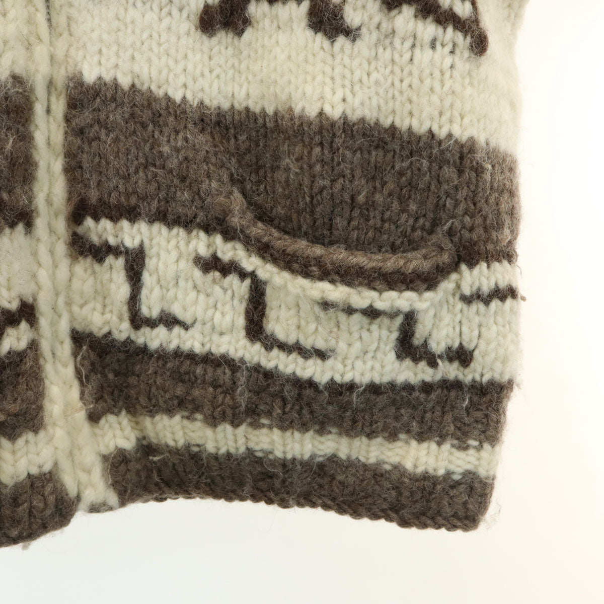 80s 90s カナダ製 ウール オールド ニットジャケット ベージュ系 メンズ