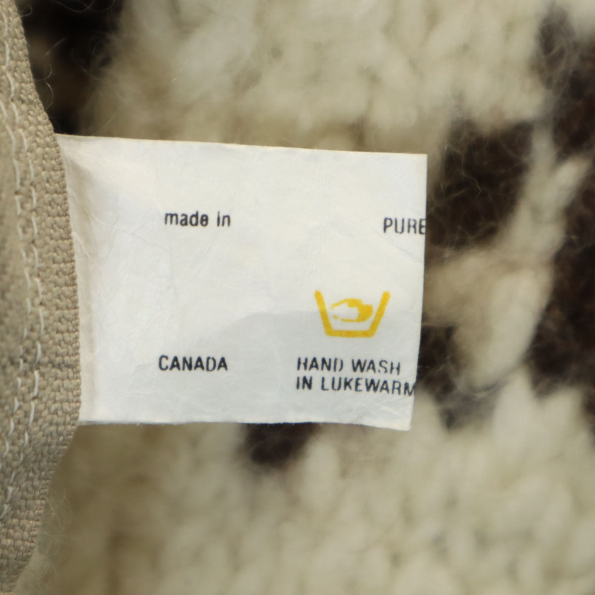 80s 90s カナダ製 ウール オールド ニットジャケット ベージュ系 メンズ