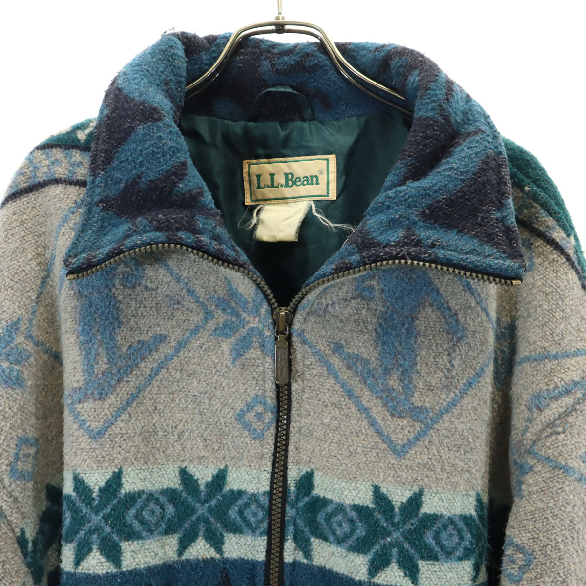 L.L.Bean エルエルビーン 80s 90s オールド ノルディック柄 ハーフジップ フリースジャケット ブルー系 プルオーバー アウトドア メンズ