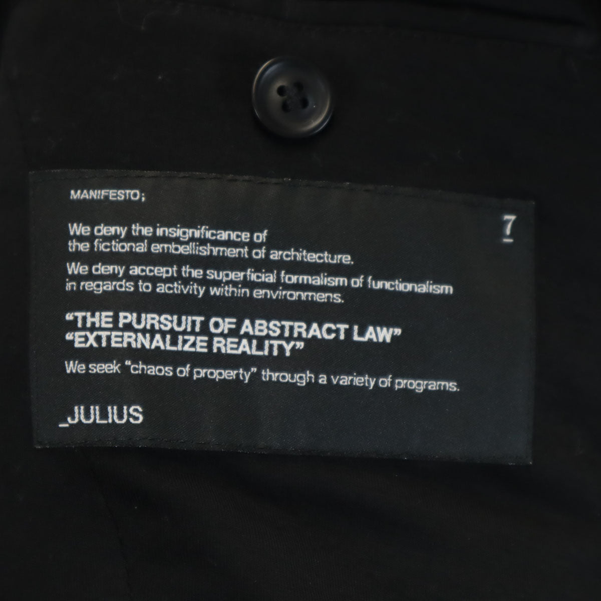 JULIUS ユリウス 11-12A/W 日本製 カウルネック ダウンベスト 1 ブラック 比翼 メンズ