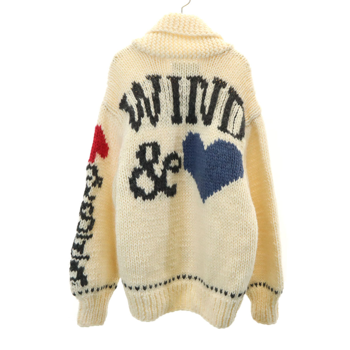 WIND AND SEA ウィンダンシー ウール100% カウチンジャケット M ホワイト セーター メンズ