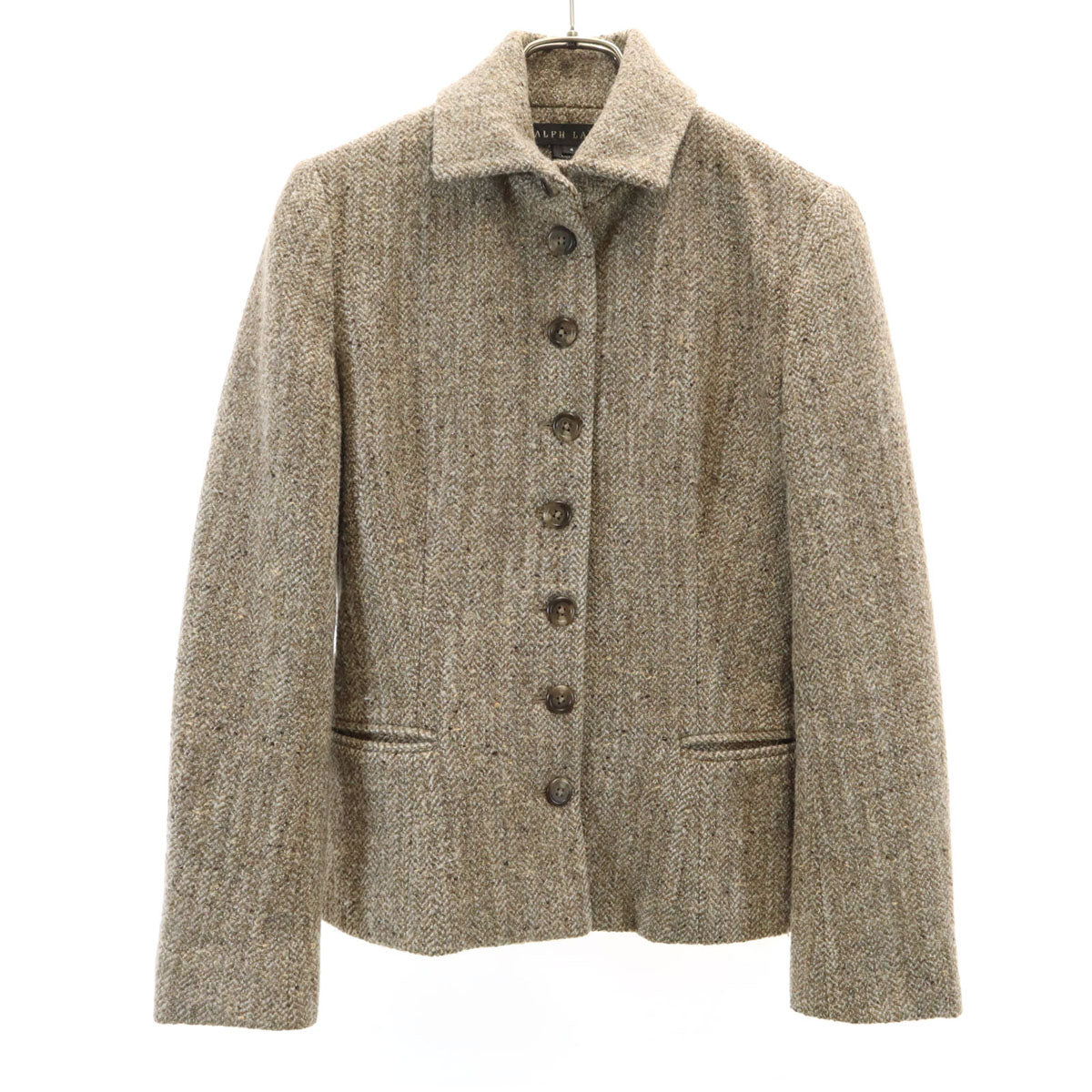 RALPH LAUREN ラルフローレン USA製 ウールブレンド ジャケット 4 ベージュ ラメ入り レディース