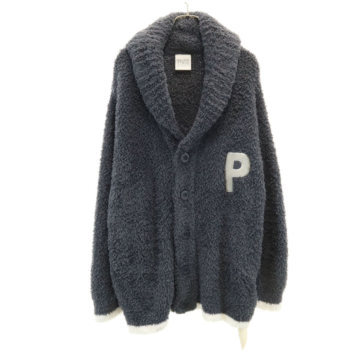 未使用 gelato pique ジェラートピケ 長袖 さがらショール カーディガン ルームウェア M-L グレー ふわモコ タグ付き メンズ
