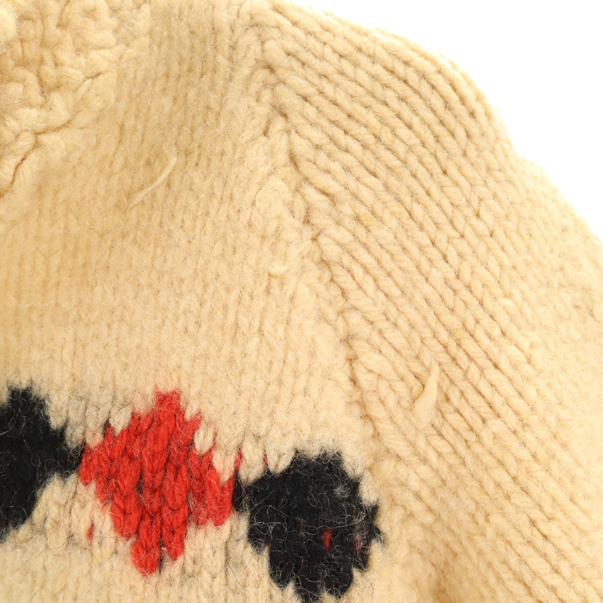 60s 70s ヴィンテージ ホース柄 カウチンジャケット ベージュ ニット レディース