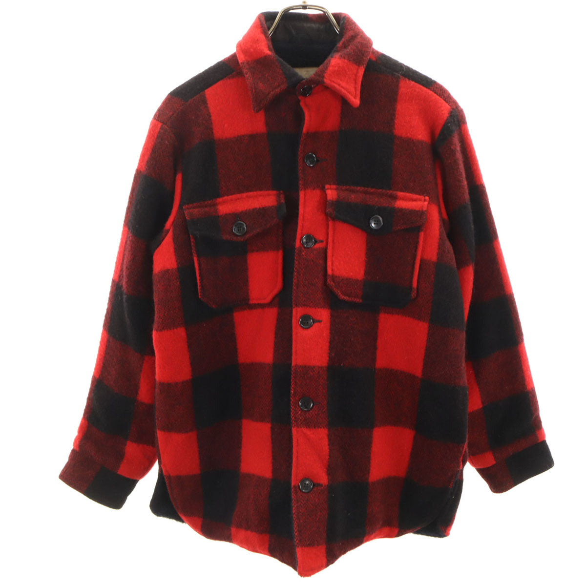 WOOLRICH ウールリッチ 70s ヴィンテージ 白タグ バッファローチェック柄 シャツジャケット M レッド メンズ
