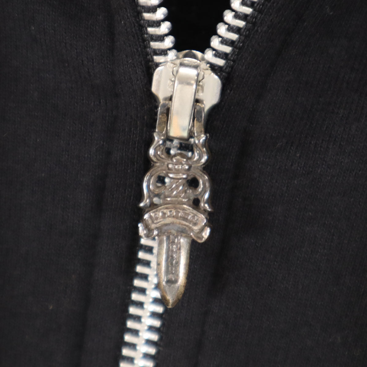CHROME HEARTS クロムハーツ USA製 長袖 スウェット ジップパーカー M ブラック 裏起毛 メンズ