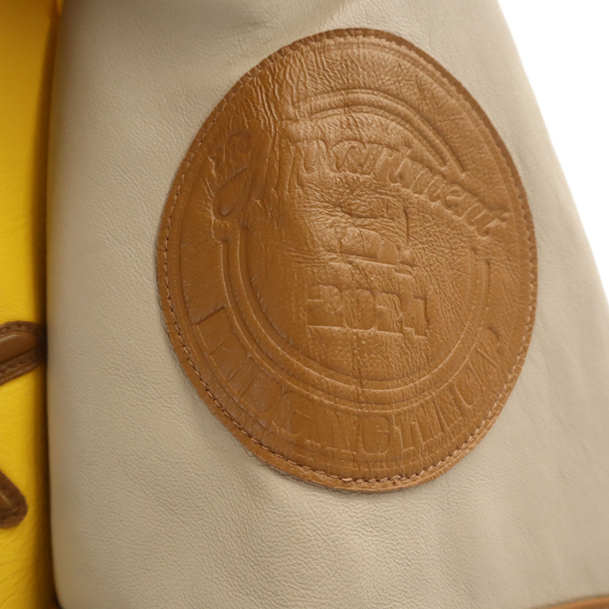 未使用 AVIREX アビレックス STABRIDGE スタブリッジ コラボ 羊革 レザー ヴァーシティ ジャケット 2XL イエロー系 タグ付き ビッグサイズ メンズ