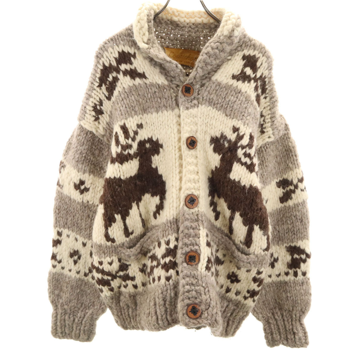 cowichan 80s 90s カナダ製 オールド カウチンジャケット M グレー系 トナカイ メンズ