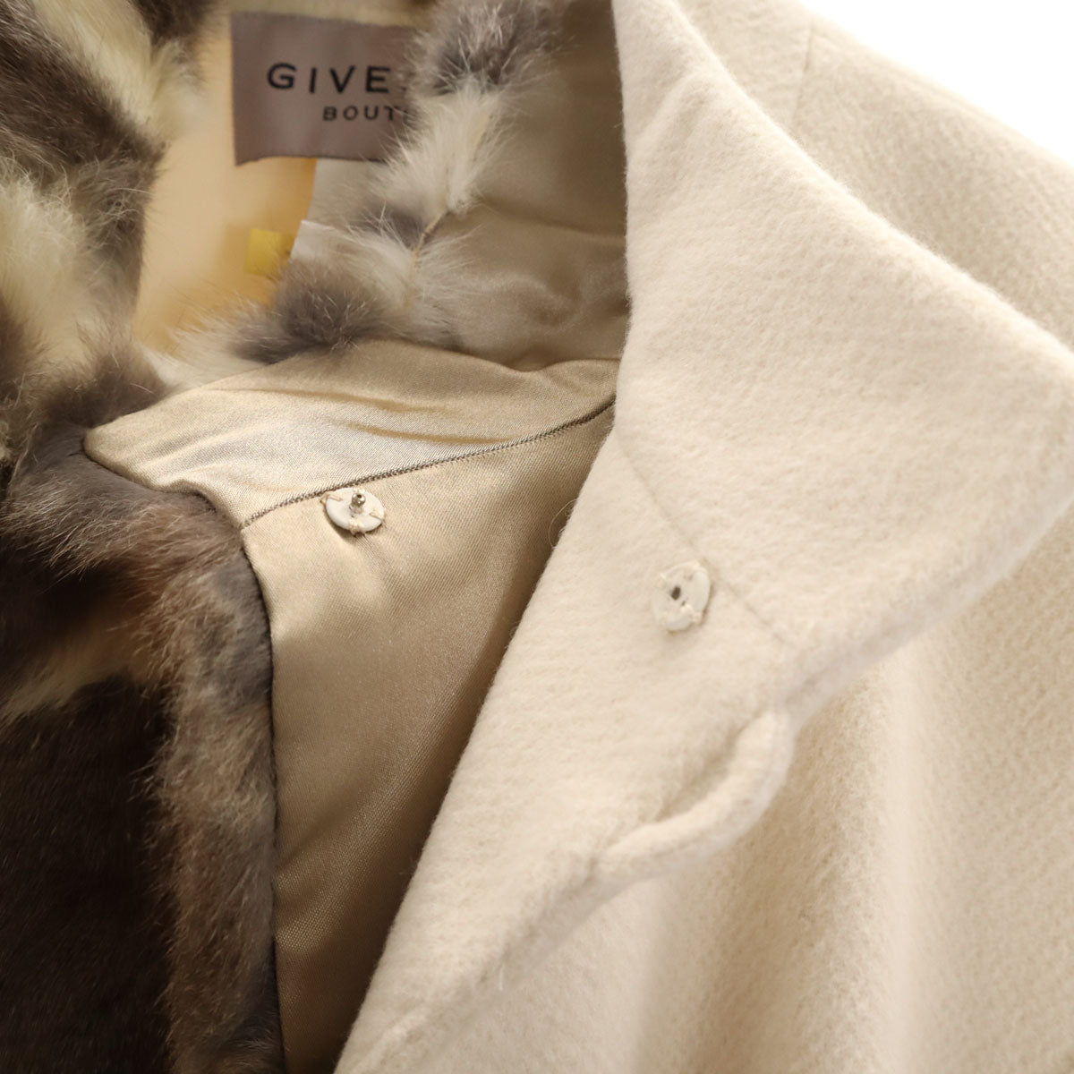 GIVENCHY ジバンシィ 90s 日本製 アンゴラ100% オールド スカートスーツ 上下 セットアップ 40/44 オフホワイト レディース