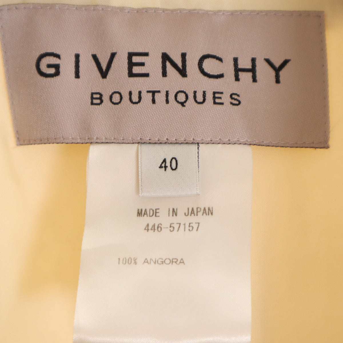 GIVENCHY ジバンシィ 90s 日本製 アンゴラ100% オールド スカートスーツ 上下 セットアップ 40/44 オフホワイト レディース