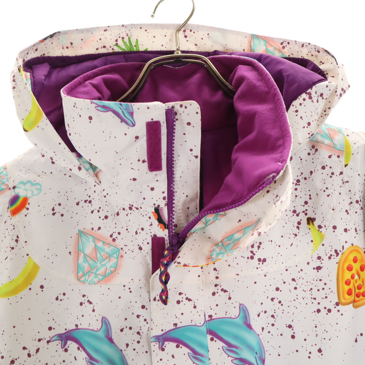 BURTON バートン 総柄 スノーボード ウェア 上下 セットアップ M ホワイト系 スキーウェア キッズ