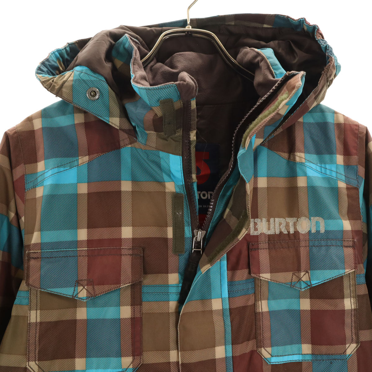 BURTON バートン チェック柄 スノーボード ウェア 上下 セットアップ L ブルー系 スキーウェア キッズ