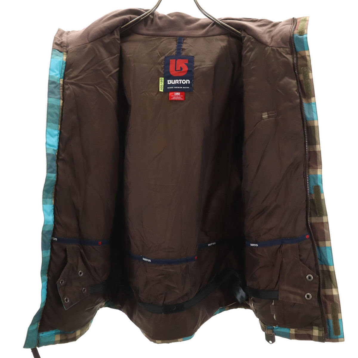 BURTON バートン チェック柄 スノーボード ウェア 上下 セットアップ L ブルー系 スキーウェア キッズ