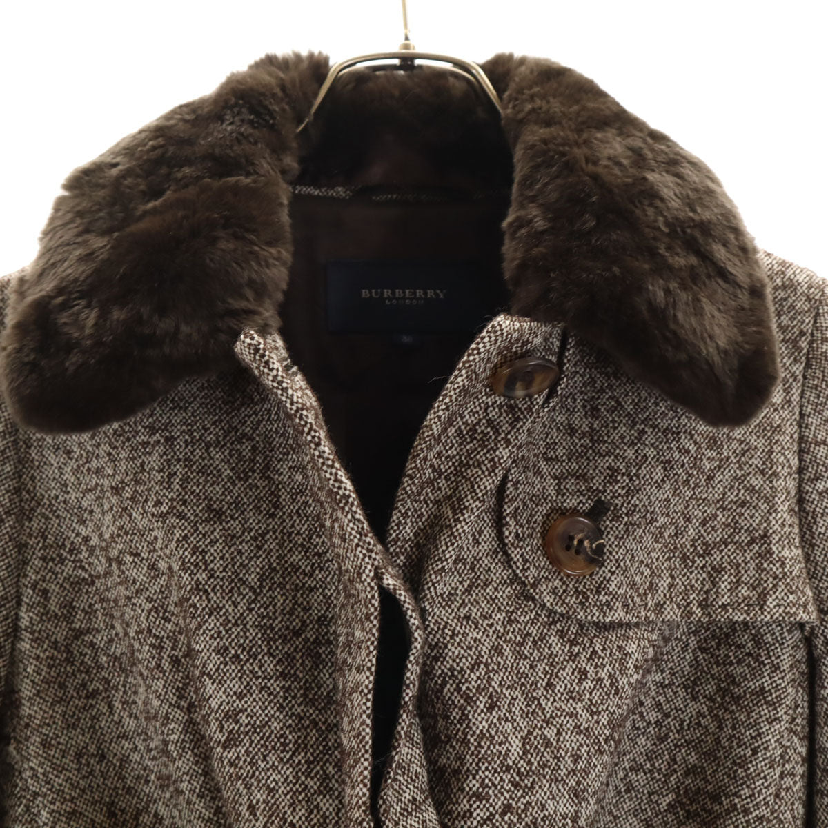 BURBERRY LONDON バーバリーロンドン ウールブレンド パンツスーツ 上下 セットアップ 38/40 ブラウン系 三陽商会 ベルト付き レディース