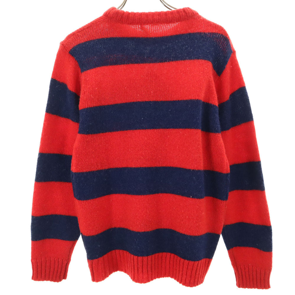 ウォルトディズニープロダクション 80s 90s ウールブレンド オールド ボーダー柄 長袖 セーター 赤×ネイビー American World ニット ミッキーマウス メンズ