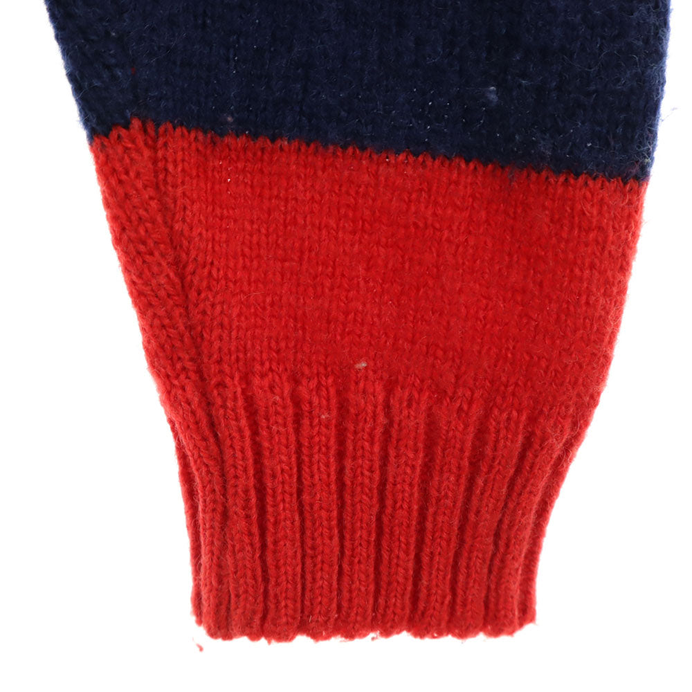 ウォルトディズニープロダクション 80s 90s ウールブレンド オールド ボーダー柄 長袖 セーター 赤×ネイビー American World ニット ミッキーマウス メンズ