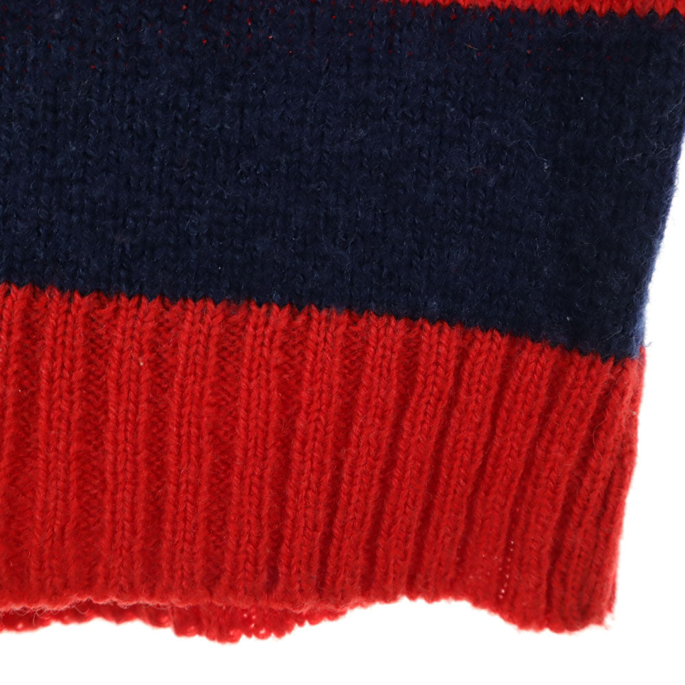 ウォルトディズニープロダクション 80s 90s ウールブレンド オールド ボーダー柄 長袖 セーター 赤×ネイビー American World ニット ミッキーマウス メンズ